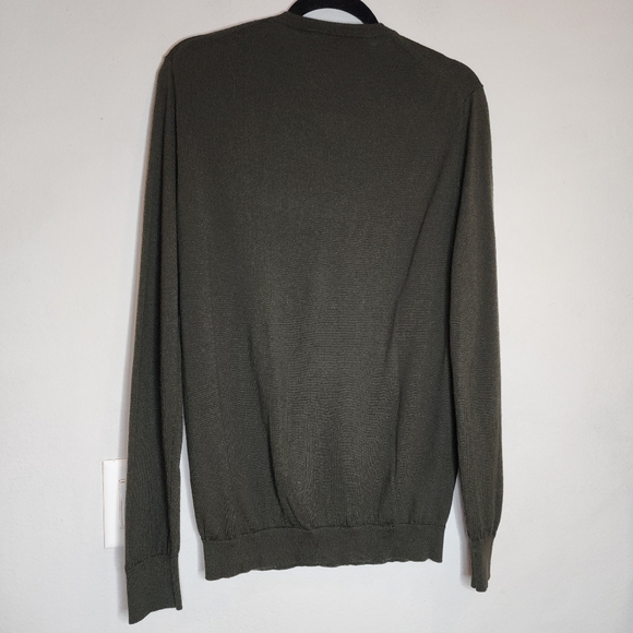 J. Crew MT Merino Wool Men's Green Sweater V-neck Mens Size Medium Tall - Picture 4 of 11